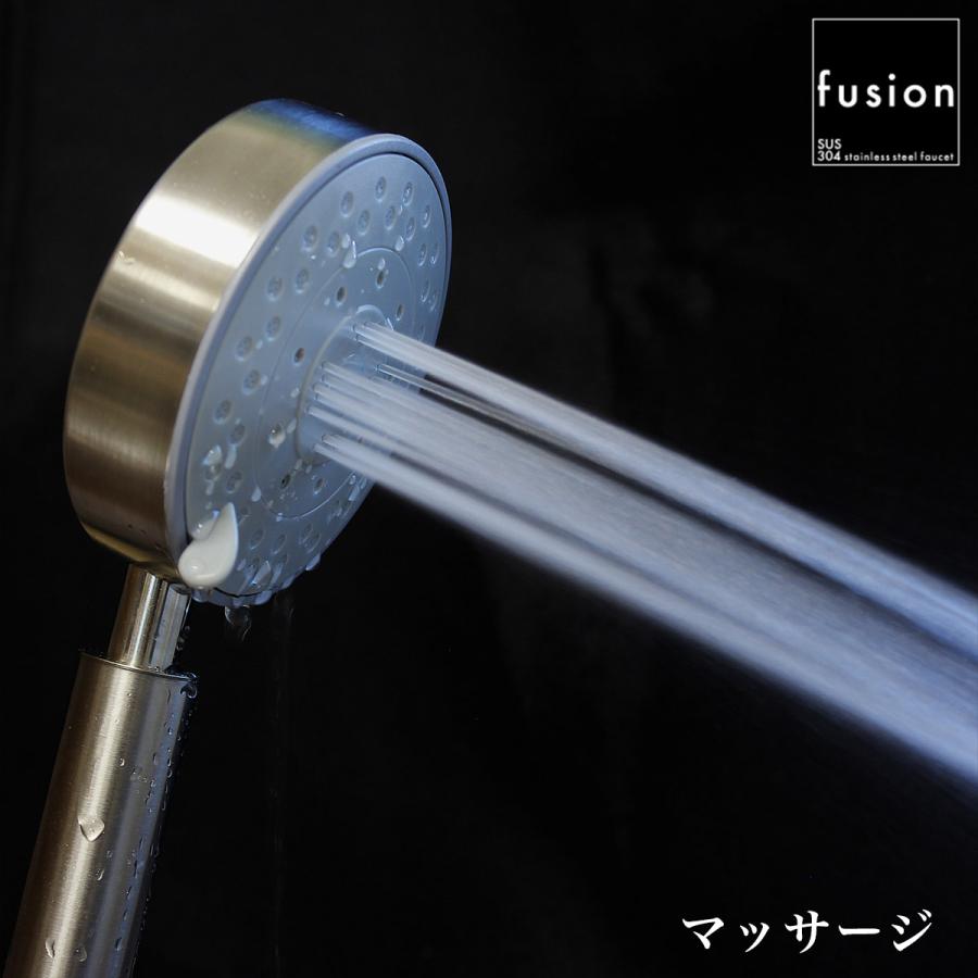 シャワーヘッド fusion 5way ステンレス・ラウンド・ラージシャワーヘッド ミスト マッサージ シャワー バス水栓 浴室用具 洗面所用品 SSB036の画像