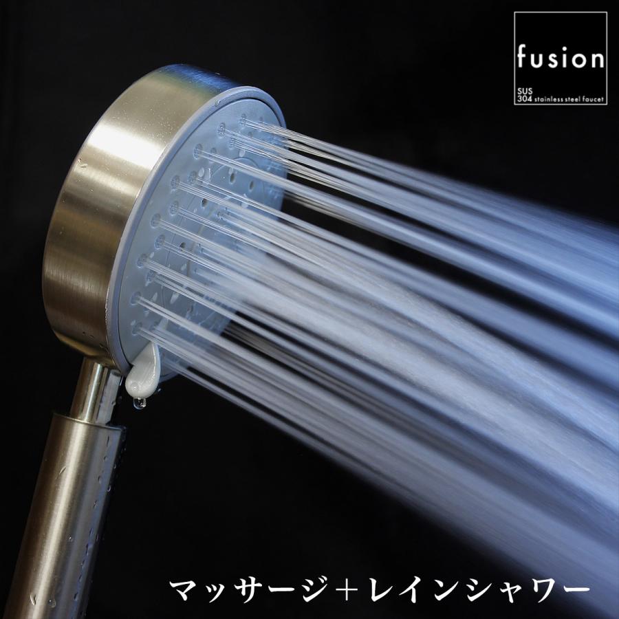 シャワーヘッド fusion 5way ステンレス・ラウンド・ラージシャワーヘッド ミスト マッサージ シャワー バス水栓 浴室用具 洗面所用品 SSB036の画像
