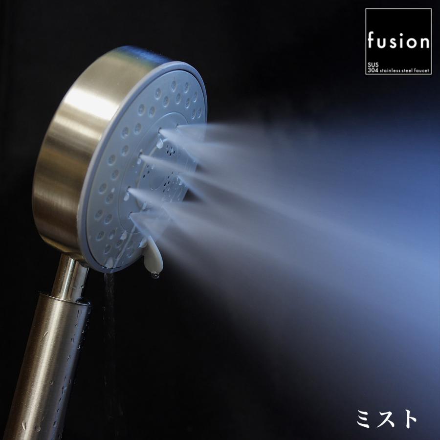 シャワーヘッド fusion 5way ステンレス・ラウンド・ラージシャワーヘッド ミスト マッサージ シャワー バス水栓 浴室用具 洗面所用品 SSB036の画像