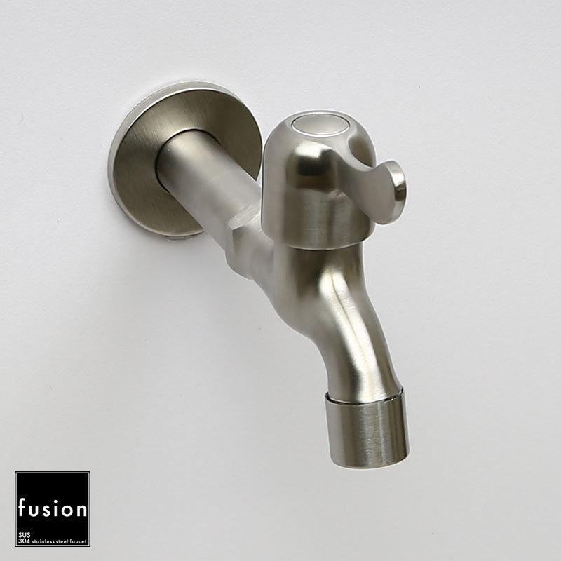 ステンレススチール ガーデン蛇口 完売】壁付 水道 蛇口 fusion ステンレス ガーデン水栓 （ロング