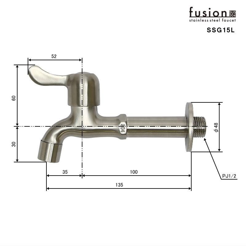 完売】壁付 水道 蛇口 fusion ステンレス ガーデン水栓 （ロング