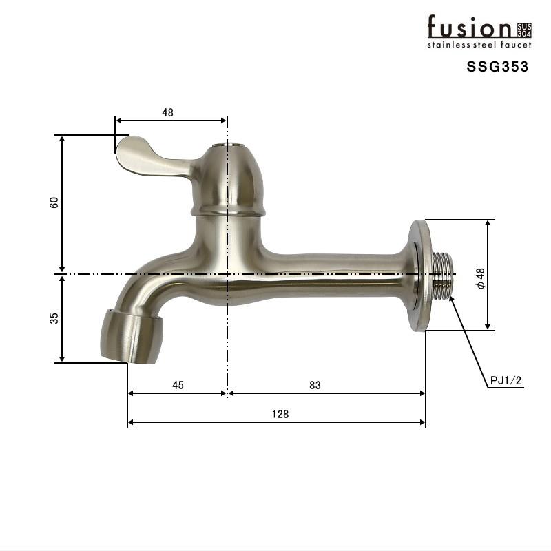 完売】壁付 水道 蛇口 fusion ステンレス ガーデン水栓 SSG353 庭