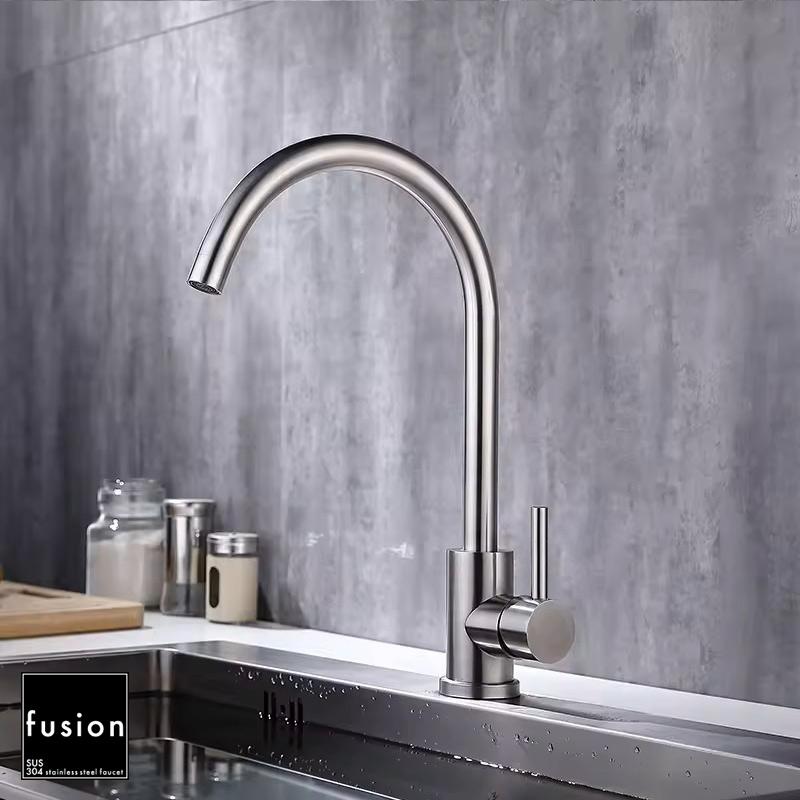 キッチン蛇口 ステンレス 混合水栓 スワン シングルレバー キッチン用