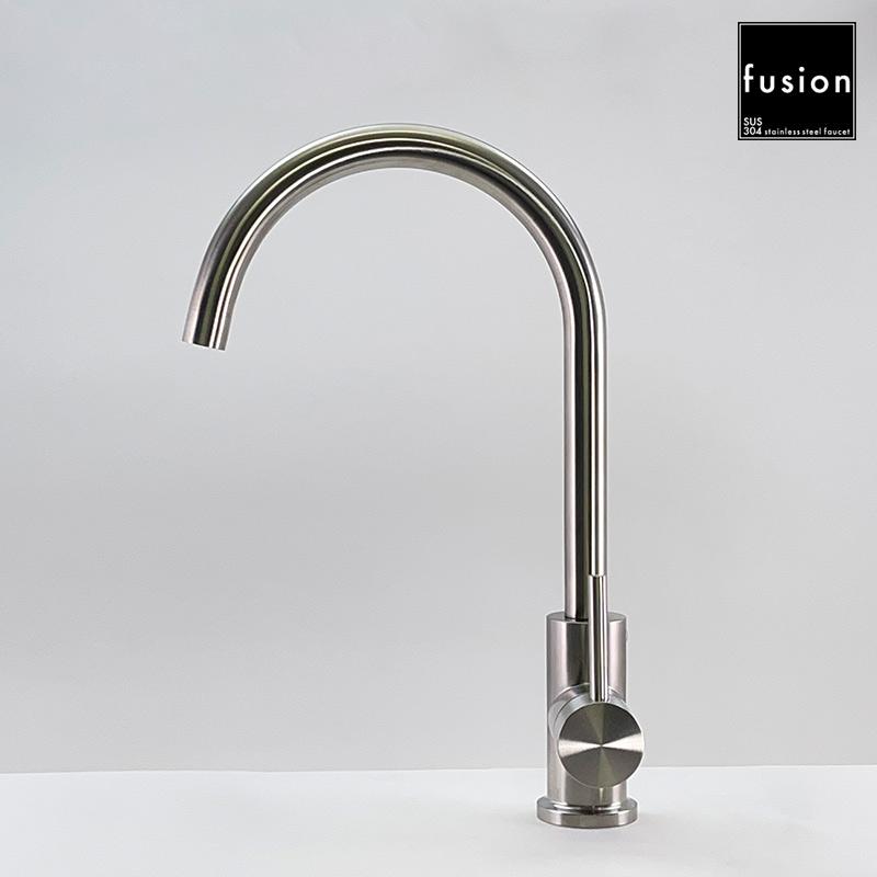 キッチン蛇口 ステンレス 混合水栓 スワン シングルレバー キッチン用