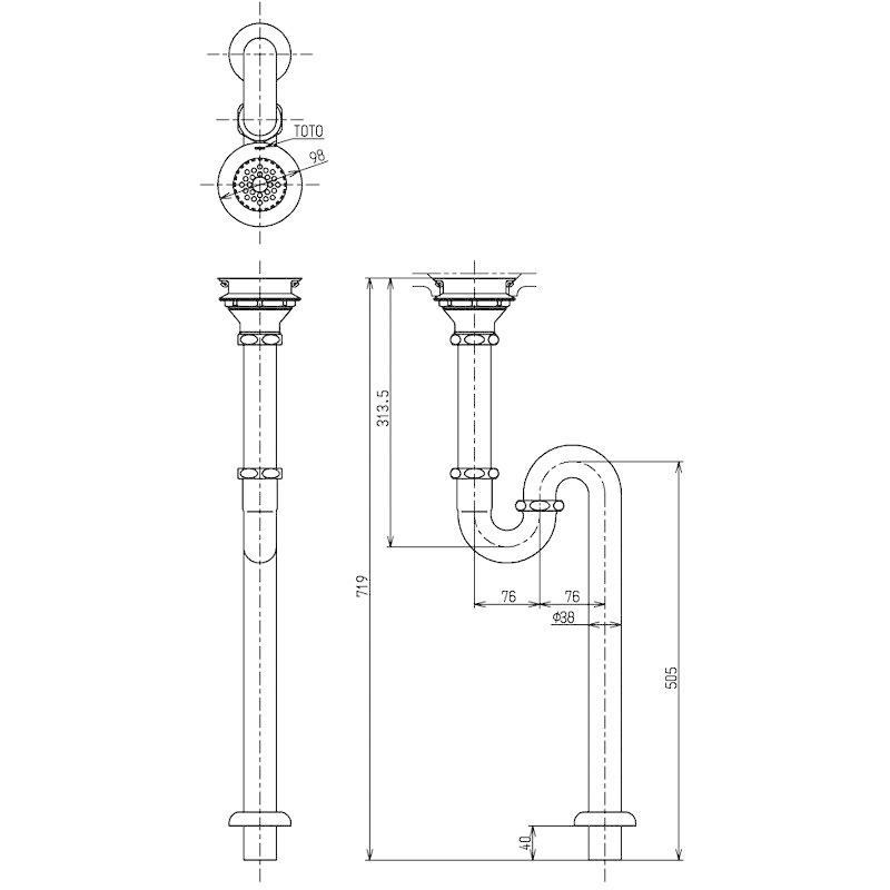 洗面ボウルセット 洗面ボール TOTO シンク 専用排水金具セット （床排水用） スクエア レクタングル 角型 おしゃれ 日本製 実験用シンク｜papasalada｜09