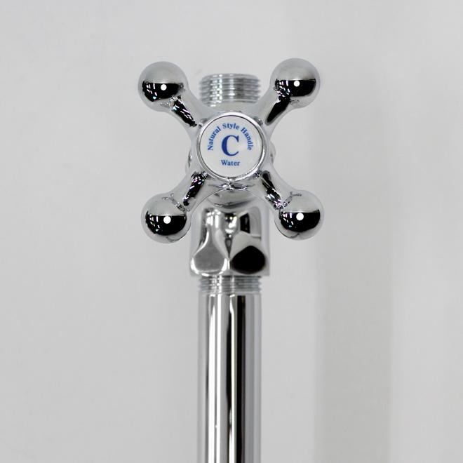 ストレート形止水栓 COLD クロス ハンドル おしゃれ 床給水用 クロス