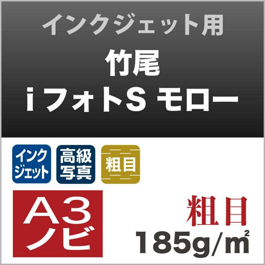 竹尾 iフォトS モロー粗目 185g A3ノビサイズ：400枚 印刷紙 印刷用紙 松本洋紙店の画像