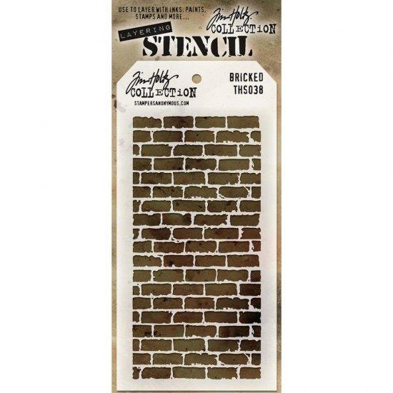 【Tim Holtz 】Stampers Anonymous　ティムホルツ Layered Stencil Bricked - THS038 ステンシル 4.125