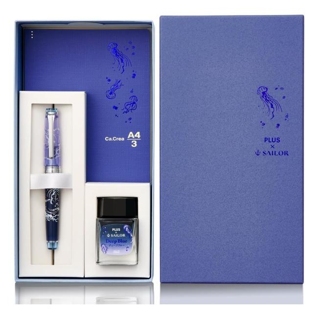 カ.クリエ プロフェッショナルギアスリム 海月限定セット　中細字(MF) カ.クリエ プレミアムクロス×プロフェッショナルギアスリム 海月