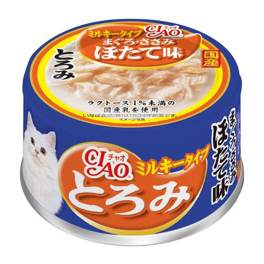 猫ウェットフード　2360 いなば チャオ 缶 とろみ ミルキータイプ まぐろ・ささみ ほたて味 80g 48個入り