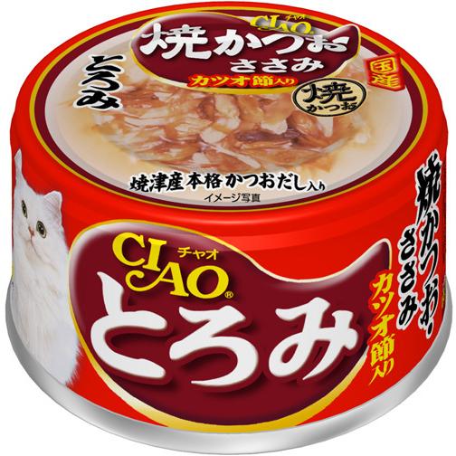 猫ウェットフード　1820 いなば チャオ 缶 とろみ 焼かつお ささみ・カツオ節入り 80g 48個入り