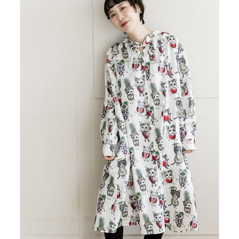 Scolar スカラー フルーツネコ柄シャツワンピース 羽織り 猫 ポップ カラフル メルヘン 個性的 原宿系 Pappa Duduu 通販 Yahoo ショッピング
