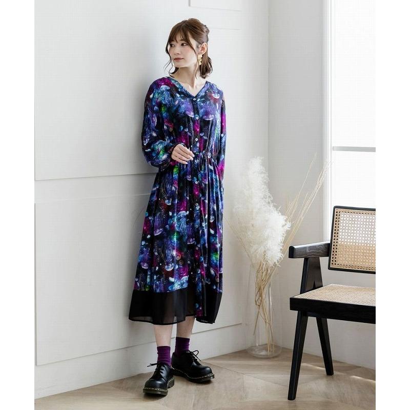 Sale Scolar スカラー 宇宙クラゲ柄シフォン切替シャツワンピース 総柄 ポップ カラフル 幻想的 原宿系 個性的 メルヘン ゆったり Pappa Duduu 通販 Yahoo ショッピング