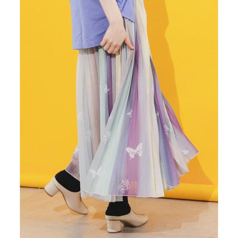 ScoLar スカート スカラー 133601 蝶花プリント レインボー ScoLar スカート スカラー 133601 蝶花プリント レインボー