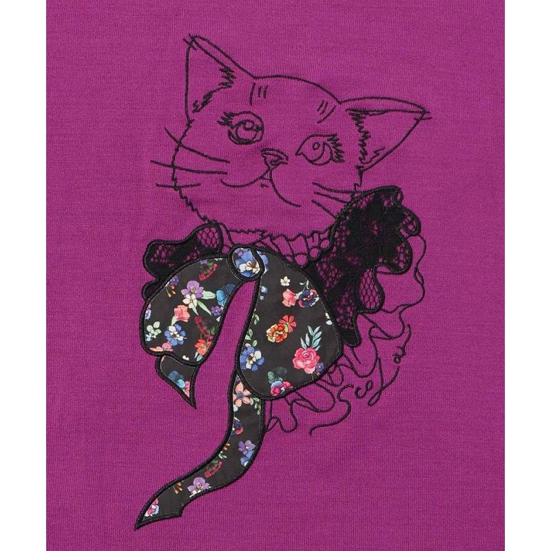 チュニック SALE ScoLar スカラー 133676 ネコ刺しゅう 花柄レース 