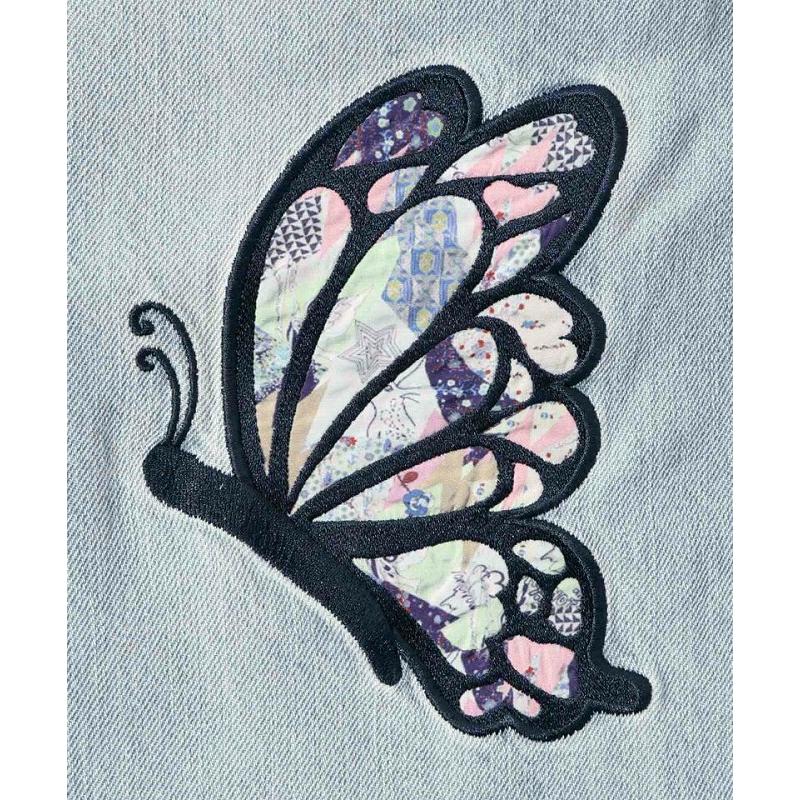 ScoLar パンツ スカラー 141657 蝶刺繍アップリケデニムパンツ  