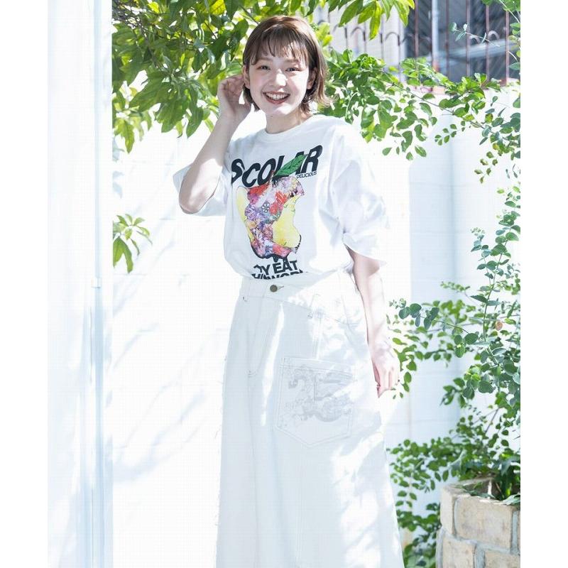 Tシャツ ScoLar スカラー 142636 宇宙を秘めた花柄リンゴTシャツ トップス カジュアル ポップ カラフル 原宿系 個性的｜pappa｜07