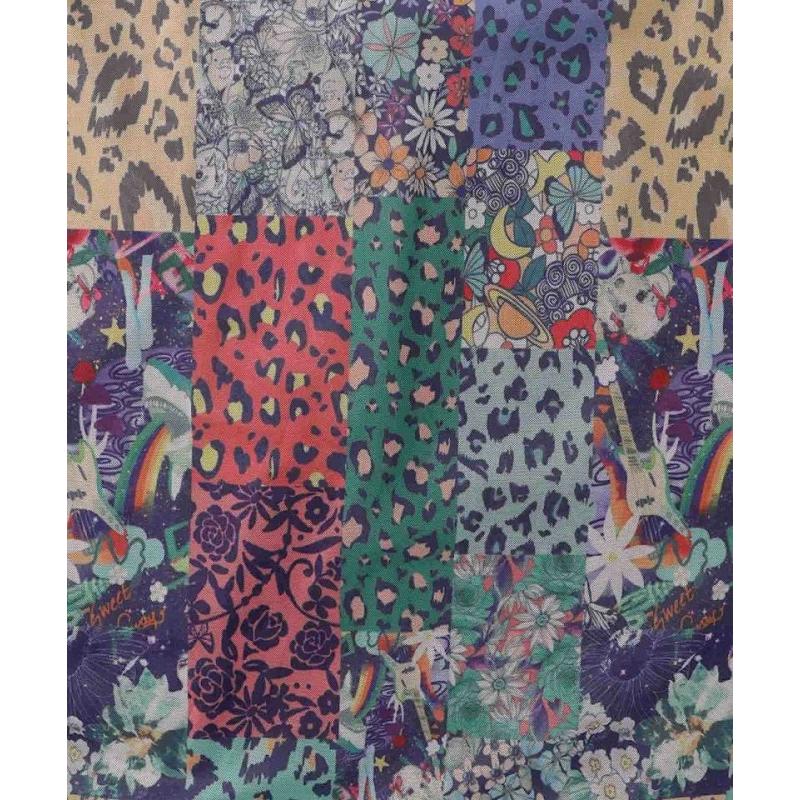 ScoLar ワンピース スカラー 151655 花×ヒョウパッチワーク柄 ScoLar ワンピース スカラー 151655 花×ヒョウパッチワーク柄