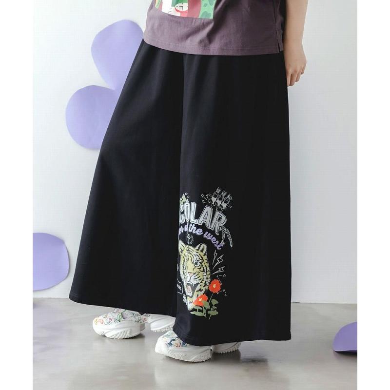 ScoLar（スカラー） パンツ 152747 タイガーロゴ柄裏毛ワイドパンツ