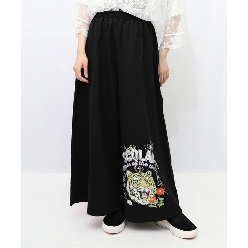 ScoLar（スカラー） パンツ 152747 タイガーロゴ柄裏毛ワイドパンツ