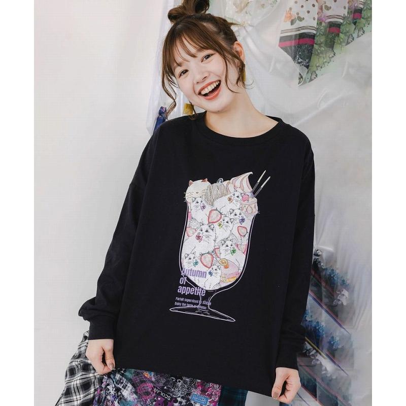 ScoLar（スカラー） Tシャツ 153663 いちご猫パフェプリントロンT