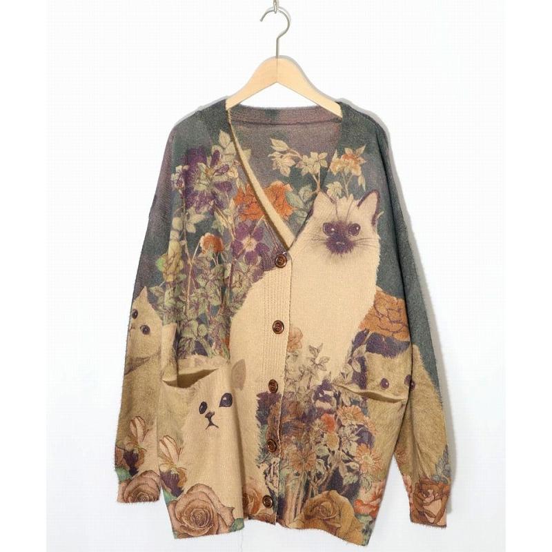 おそら ScoLar（スカラー） カーディガン 153669 アンティーク風秋色ネコ