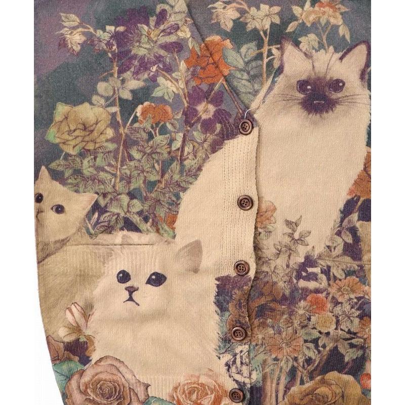 ScoLar（スカラー） カーディガン 153669 アンティーク風秋色ネコ