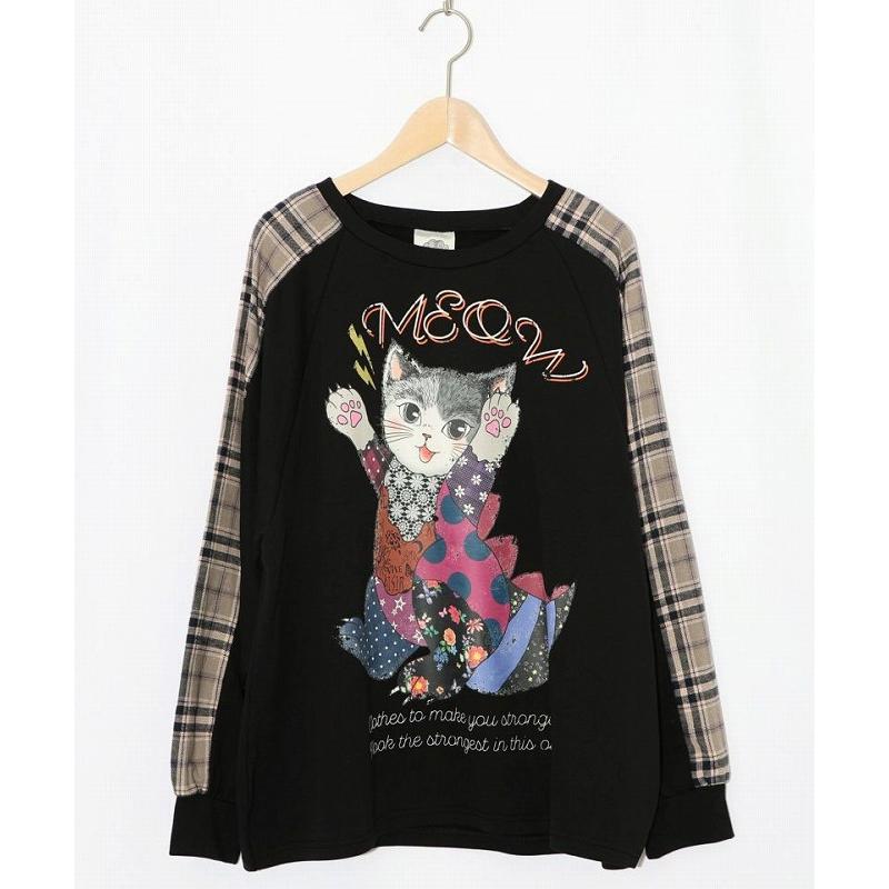 ScoLar（スカラー） トップス SALE ScoLar 153684 ネコ怪獣とチェック