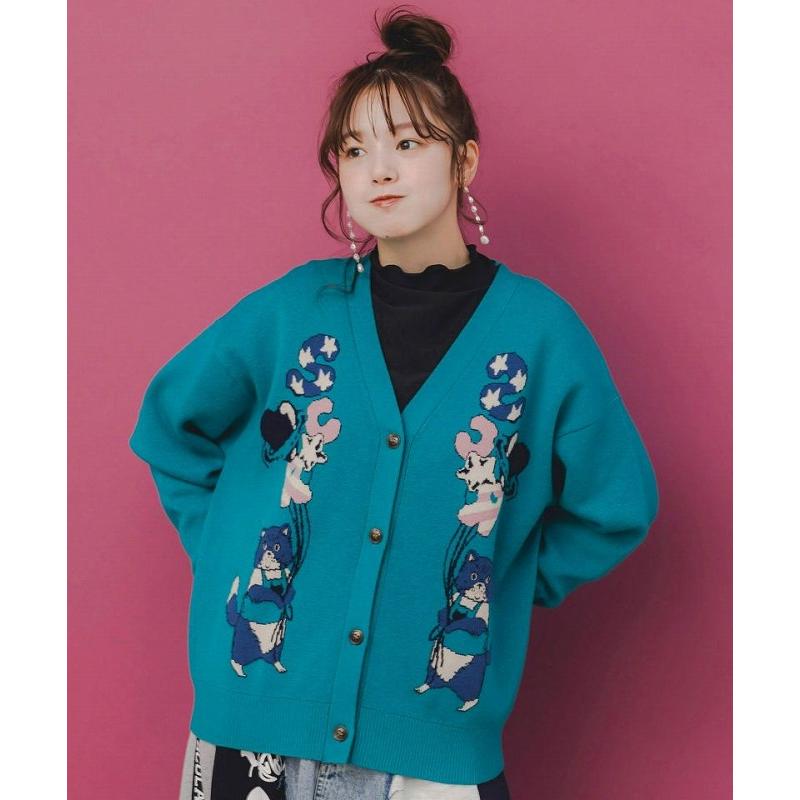 ScoLar（スカラー） カーディガン 153727 風船ネコちゃんジャガード