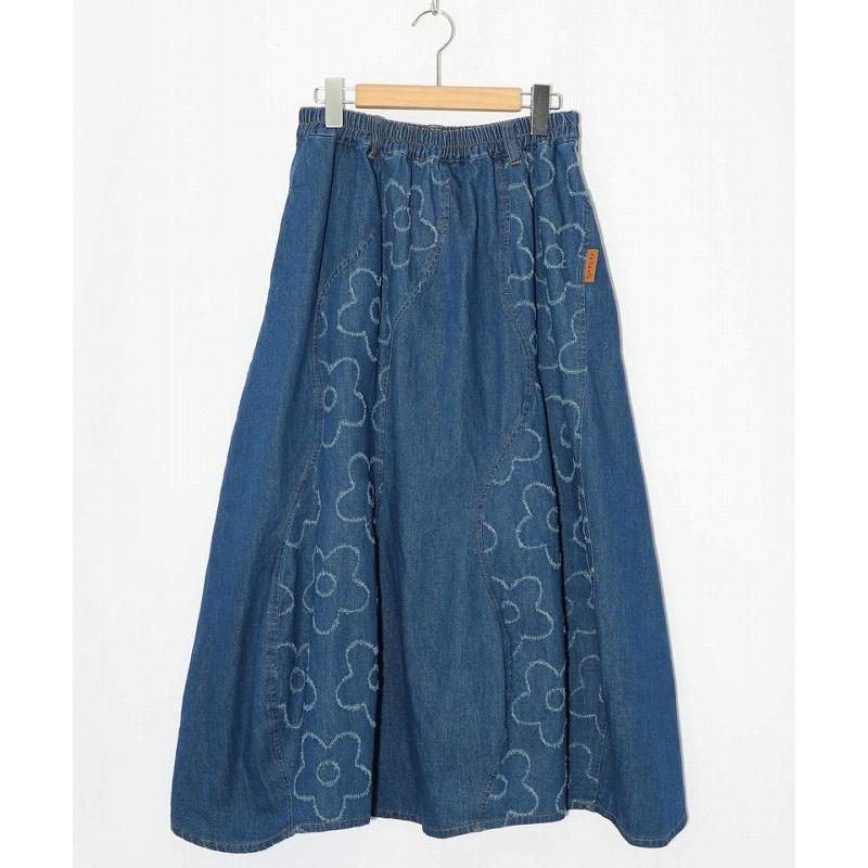 スカート SALE ScoLar スカラー 153753 花柄ジャガードor配色波模様デニムスカート ボトムス カジュアル レトロ 原宿系 個性的 ポイント | ScoLar | 08