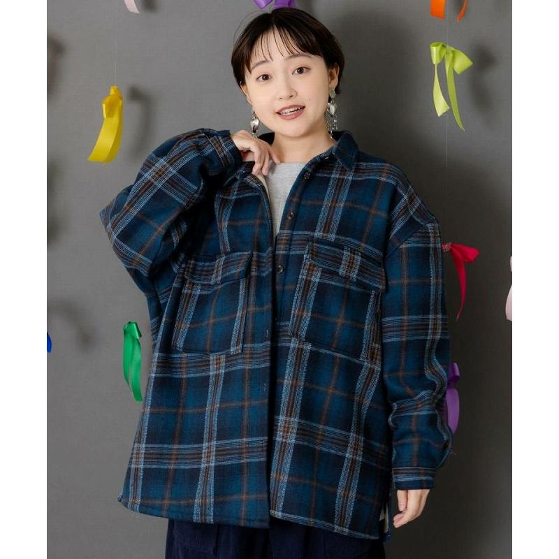 アウター ScoLar スカラー 153758 わんコレ柄ネルチェック×ボアシャツアウター 羽織り カジュアル ガーリー レトロ 原宿系 個性的 ポイント | ScoLar | 05