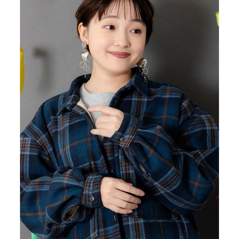 アウター ScoLar スカラー 153758 わんコレ柄ネルチェック×ボアシャツアウター 羽織り カジュアル ガーリー レトロ 原宿系 個性的 ポイント | ScoLar | 06