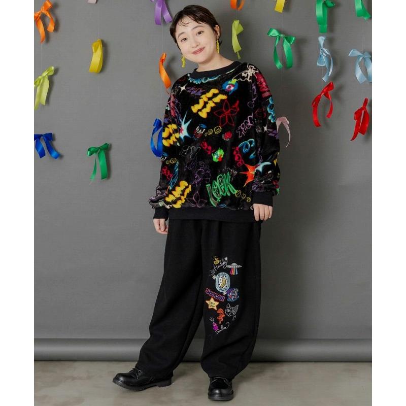 ScoLar（スカラー） パンツ 新作 153765 POP刺繍起毛あったかパンツ