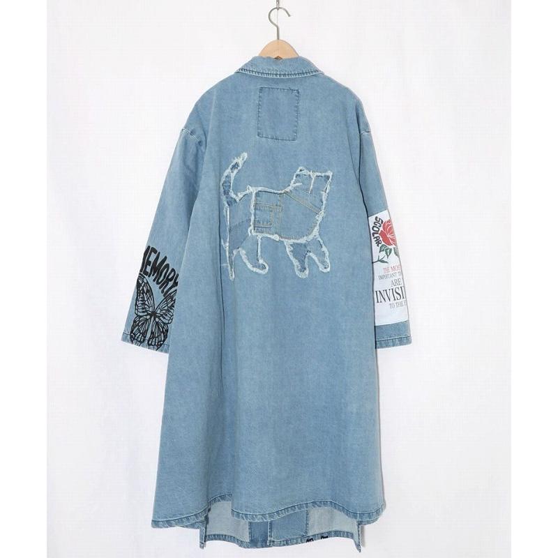 コート ScoLar スカラー 161608 アップリケ×刺繍デニムorツイルロングコート 羽織り アウター カジュアル ガーリー レトロ 原宿系 個性的 ポイント | ScoLar | 08