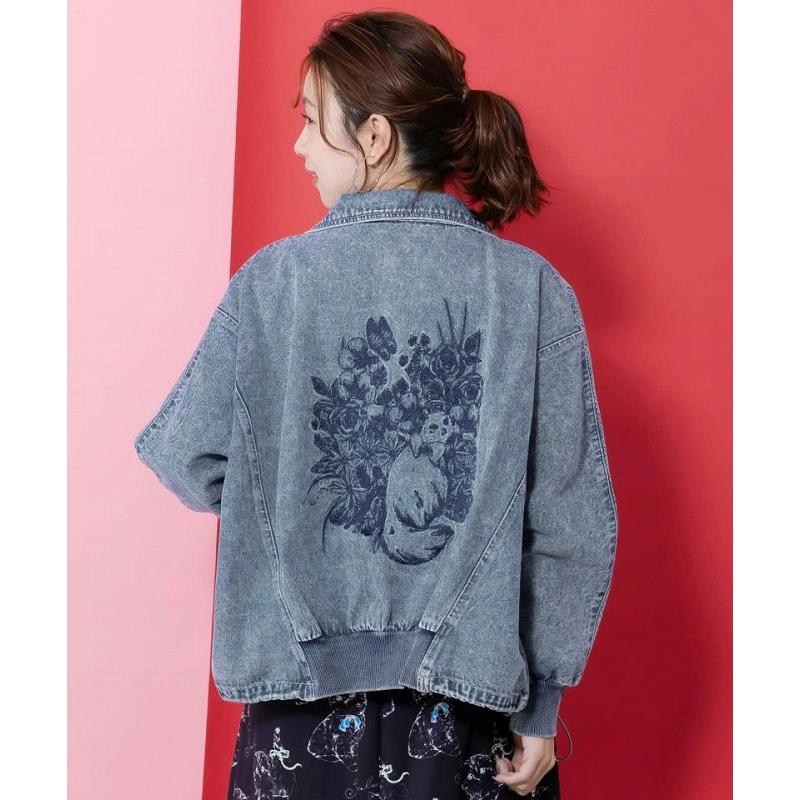 ScoLar（スカラー） アウター 新作 161614 ヴィンテージ風ネコ刺繍