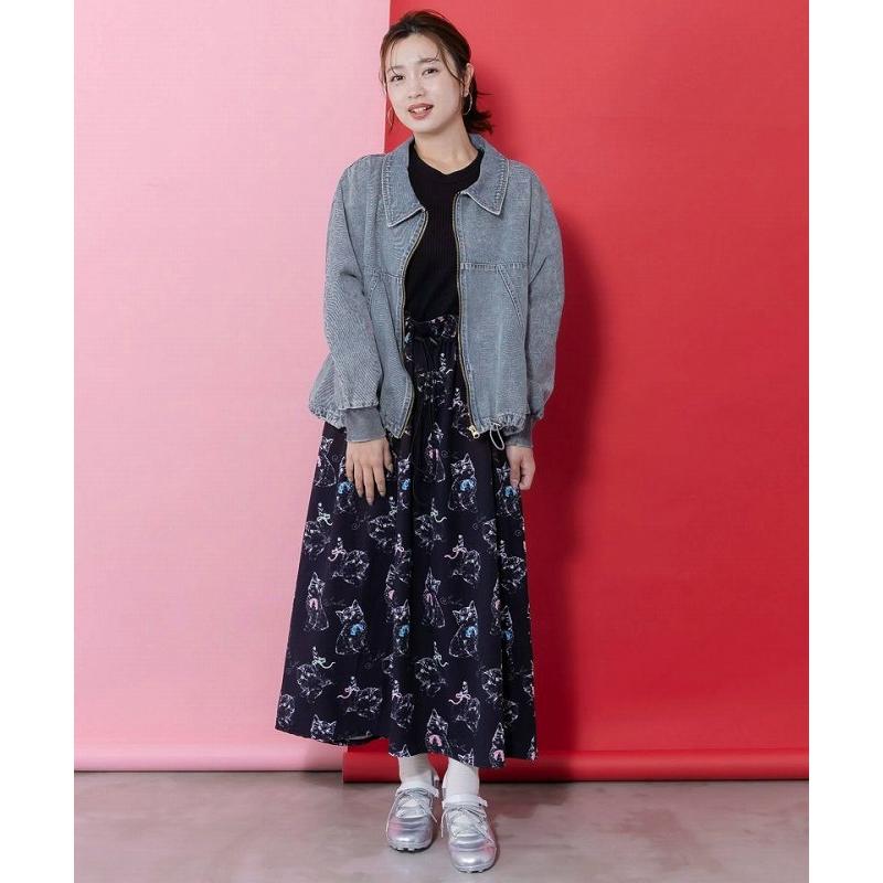 ScoLar（スカラー） アウター 新作 161614 ヴィンテージ風ネコ刺繍