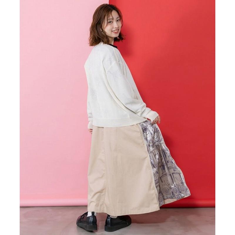 ScoLar（スカラー） スカート 161615 無地×動物たちの肖像柄 2way