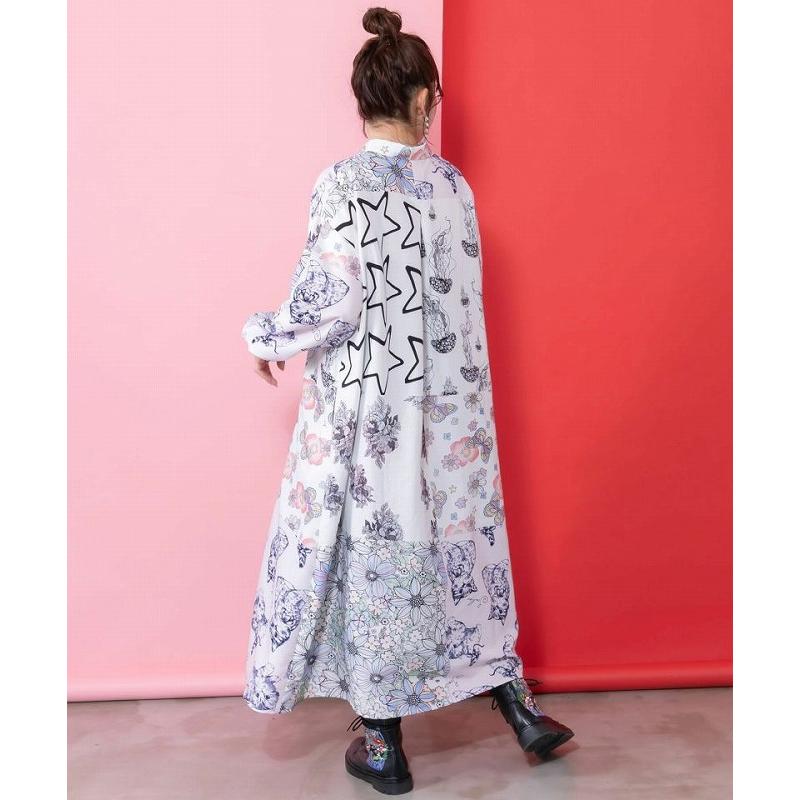 ScoLar（スカラー） ワンピース 新作 161624 パッチワーク風総柄シャツ