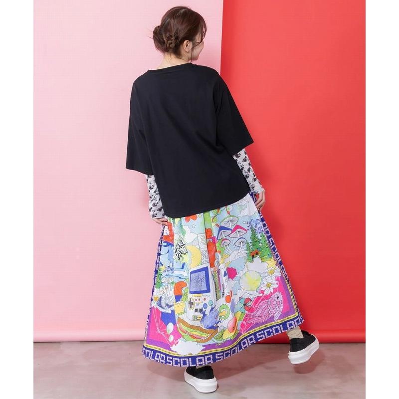 ScoLar（スカラー） スカート 新作 161627 レトロスカーフ柄ワッシャー