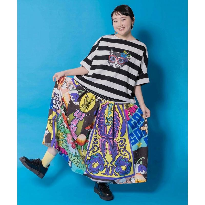 スカート 新作 ScoLar スカラー 161641 蝶々とキノコのコラージュ柄スカート ボトムス カジュアル ポップ カラフル レトロ 原宿系 個性的 ポイント | ScoLar | 03