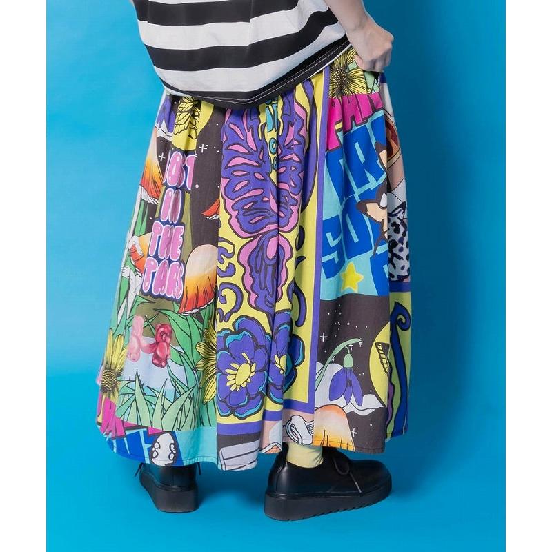 スカート 新作 ScoLar スカラー 161641 蝶々とキノコのコラージュ柄スカート ボトムス カジュアル ポップ カラフル レトロ 原宿系 個性的 ポイント | ScoLar | 04