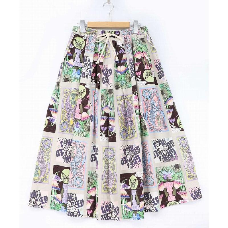 スカート 新作 ScoLar スカラー 161641 蝶々とキノコのコラージュ柄スカート ボトムス カジュアル ポップ カラフル レトロ 原宿系 個性的 ポイント | ScoLar | 06