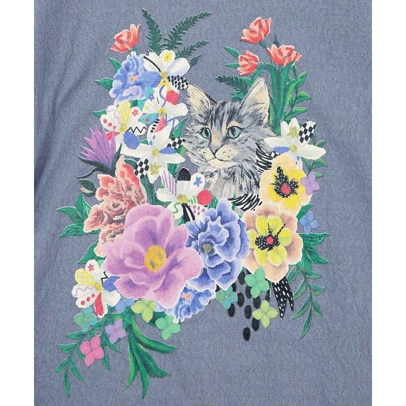 トップス 新作 ScoLar スカラー 161649 ソフトチュール×花ネコ柄 レイヤード風プルオーバー カジュアル ポップ カラフル レトロ 猫 原宿系 個性的 ポイント | ScoLar | 08