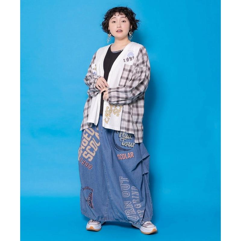 カーディガン SALE ScoLar スカラー 161671 レトロ柄チェック切替カーディガン 羽織り カジュアル レトロ 原宿系 個性的 ポイント | ScoLar | 04