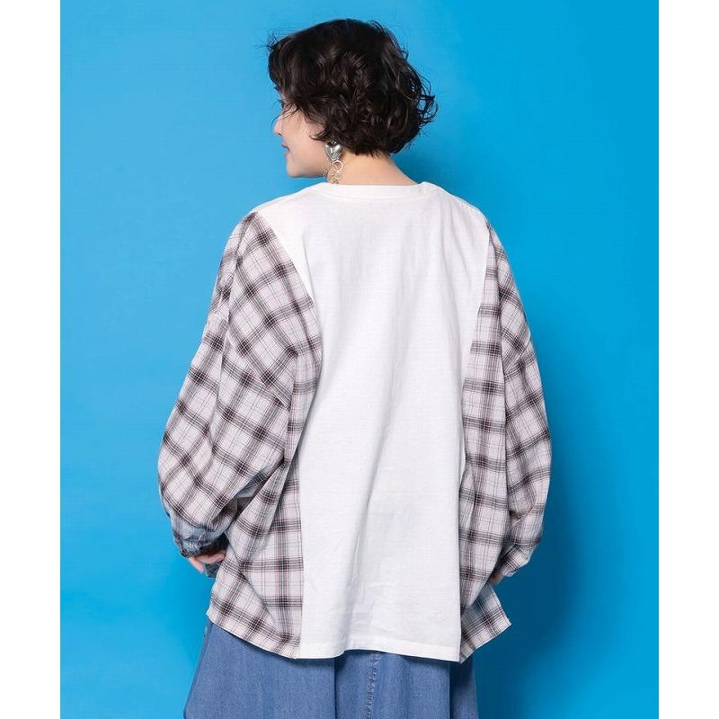 カーディガン SALE ScoLar スカラー 161671 レトロ柄チェック切替カーディガン 羽織り カジュアル レトロ 原宿系 個性的 ポイント | ScoLar | 05