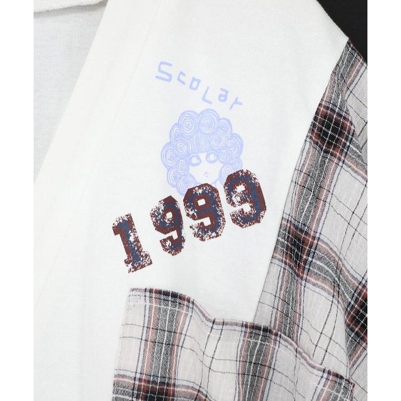 カーディガン SALE ScoLar スカラー 161671 レトロ柄チェック切替カーディガン 羽織り カジュアル レトロ 原宿系 個性的 ポイント | ScoLar | 07