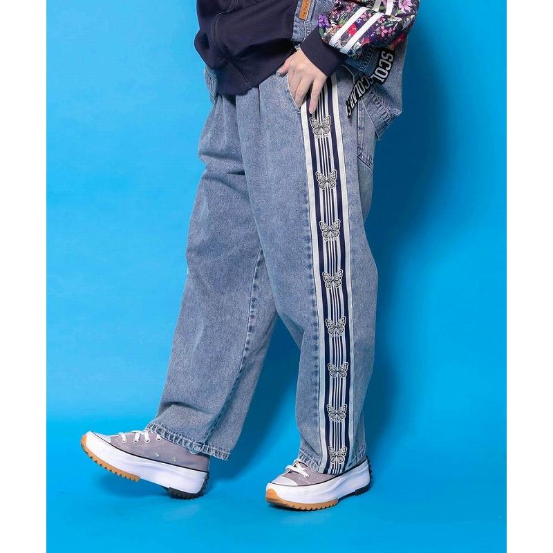新品タグ付 スカラー　161672：蝶ラインテープ付きデニムパンツ ScoLar（スカラー） パンツ 161672 蝶ラインテープ付きデニムパンツ