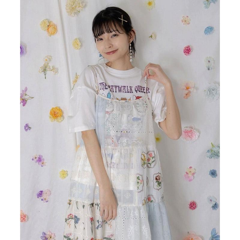ScoLar（スカラー） ワンピース 162603 花刺繍×コットンレース×シアー