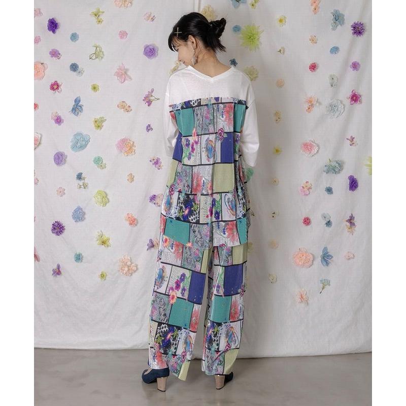 パンツ SALE ScoLar スカラー 162610 アートコラージュ柄プリーツパンツ ボトムス カジュアル レトロ 原宿系 個性的 ポイント | ScoLar | 06