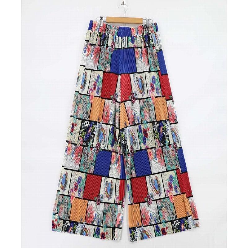 パンツ SALE ScoLar スカラー 162610 アートコラージュ柄プリーツパンツ ボトムス カジュアル レトロ 原宿系 個性的 ポイント | ScoLar | 02